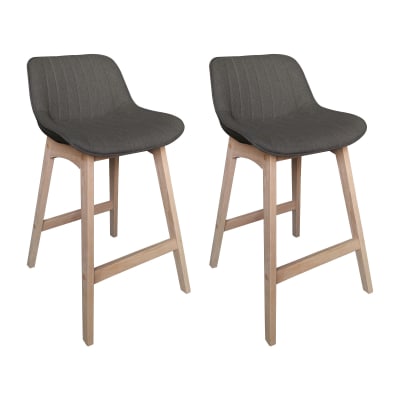 Lot de chaises  d'îlot et bar en chêne et assise tissu 65cm