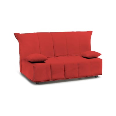 Canapé lit 2 places en tissu rouge 125x90 cm