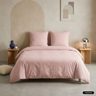 Parure de lit microfibre rose poudré 240 x 220cm