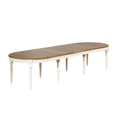 Table à manger avec 5 rallonges, 6/14 couverts blanc