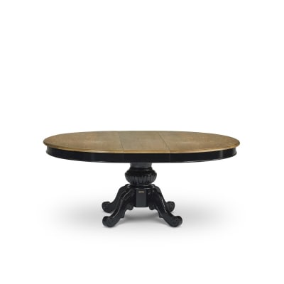 Table ovale en chêne 1 rallonge 6/8 couverts noire