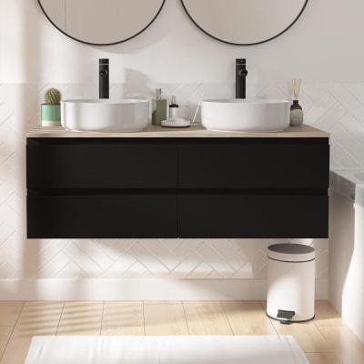 Ensemble double vasque suspendu  avec vasques et robinets 120 cm