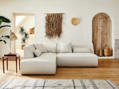 Canapé modulable d'angle gauche 5 places   en tissu  beige