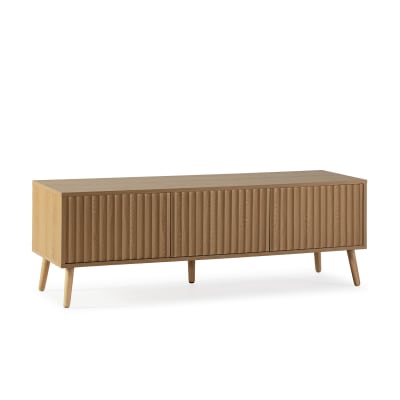 Meuble TV 3 portes effet chêne, longueur 130 cm