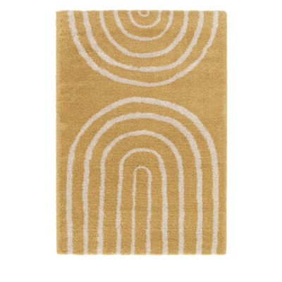 Tapis contemporain géométrique -160x230cm jaune moutarde polypropylène