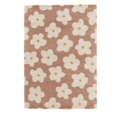 Tapis contemporain à motif floral - 120x170cm vieux rose polypropylène