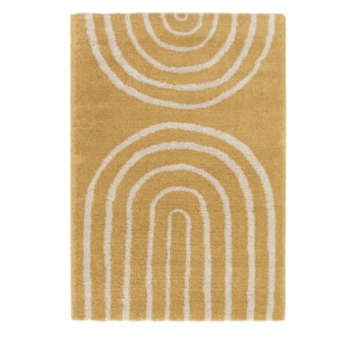 Tapis contemporain géométrique -120x170cm jaune moutarde polypropylène