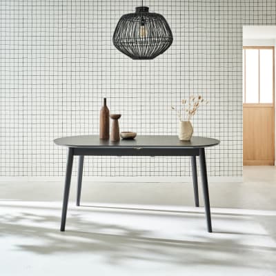 Table à manger extensible noire ovale