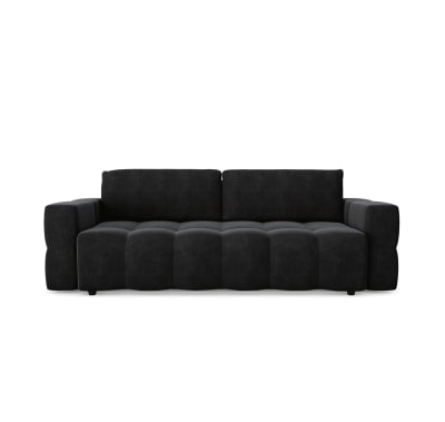 Canapé convertible coffre noyer 4 places en velours anthracite foncé