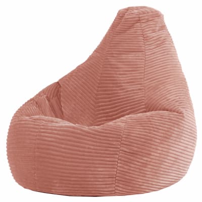 Pouf poire enfant à dossier haut velours côtelé rose aube