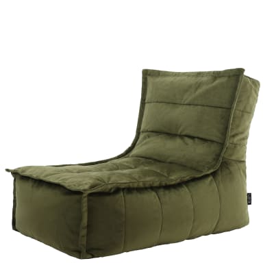 Pouf chauffeuse velours vert olive