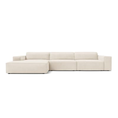 Canapé d'angle 4 places en velours beige clair