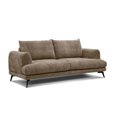 Canapé droit 3 places tissu beige foncé