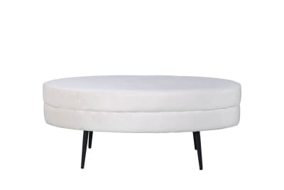 Banc contemporain forme ovale en velours blanc
