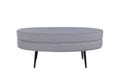 Banc oval tendance en velours côtelé gris LOSTO gris 100x40x41cm