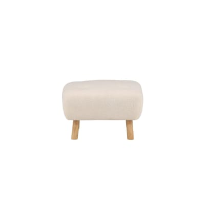 Pouf carré 60x60cm en tissu bouclé blanc SAMMY blanc 60x60x28cm