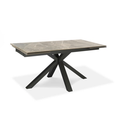 Table extensible effet marbre gris, 240 x 90 cm, hauteur 76 cm