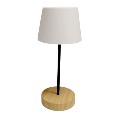 Lampe de table portable rechargeable avec socle finition bois ø13cm