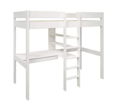 Lit mezzanine en bois avec son fauteuil 90 x 190 cm blanc