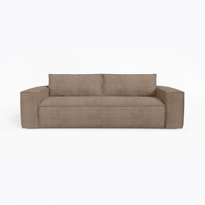 Canapé convertible express matelas 160cm 3places velours côtelé taupe