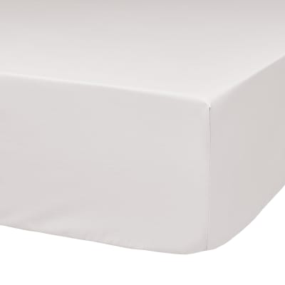 Drap housse bonnet 40 cm en percale bio blanc 160 x 200 cm