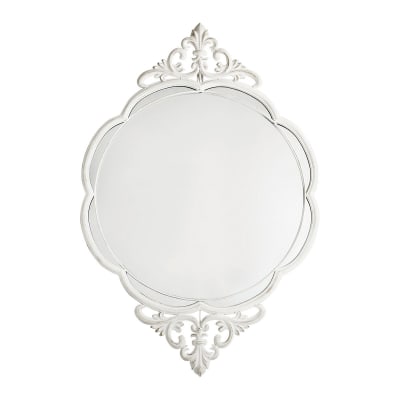 Miroir ovale en métal blanchi