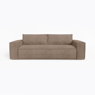 Canapé convertible express matelas 140cm 3places velours côtelé taupe