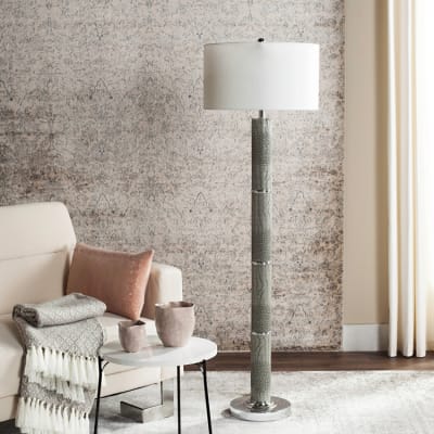 Lampe sur pied en pu, métal, gris