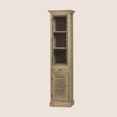 Colonne de salle de bain en bois avec porte vitrée gauche