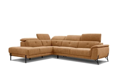 Canapé d'angle gauche  5 places en tissu orange