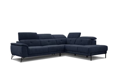 Canapé d'angle droit  5 places en tissu bleu foncé