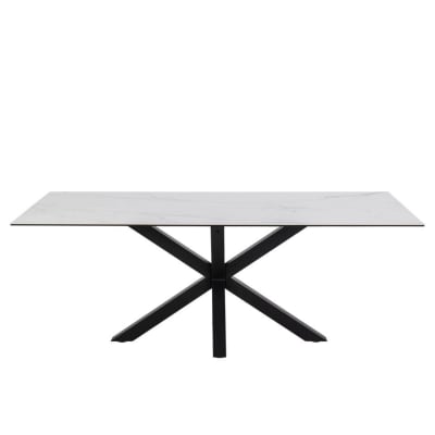 Table rectangulaire en céramique l200 blanc marbre