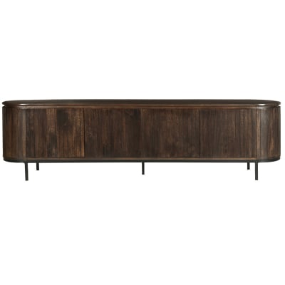 Meuble tv 210 cm en bois massif brun