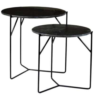 Set de 2 tables basses marbre noir