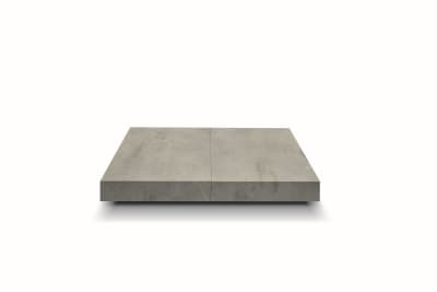 Table basse en bois, finition grise, base noire, convertible 120x80