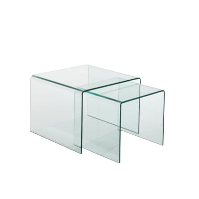 Set de  tables basses carrées gigognes en verre l65 transparent