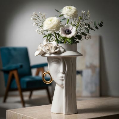 Vase en porcelaine blanc 15x13,3x23,5 cm