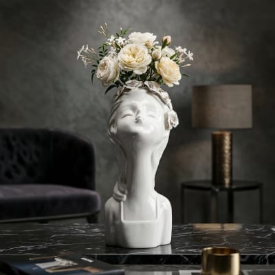 Vase en porcelaine blanc 10x14x26 cm