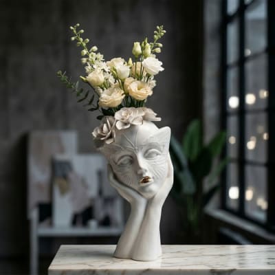 Vase en porcelaine blanc 16,5x14x27,3 cm