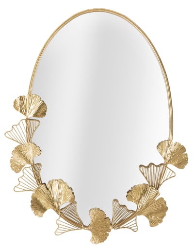 Miroir mural ovale avec des feuilles en métal doré 61,5x3x78 cm