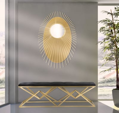 Miroir mural ovale géométrique en métal doré cm 75x8x110,5