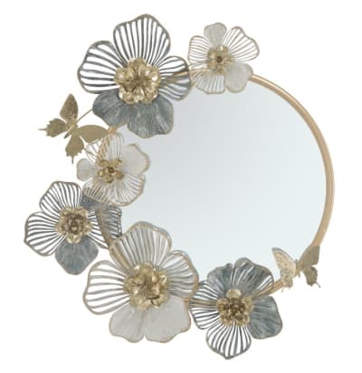Miroir mural avec fleurs en métal multicolore 63x6,4x70,5 cm