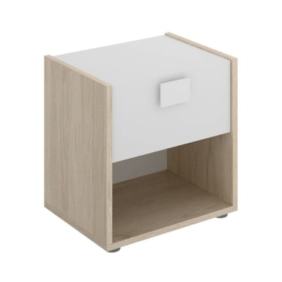 Chevet effet bois beige, blanc 40x33 cm