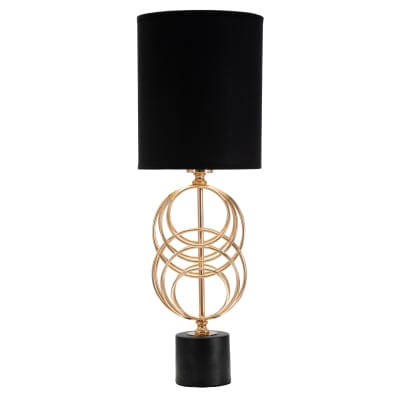 Lampe de table en métal doré avec abat-jour noir ø 20x58,5 cm