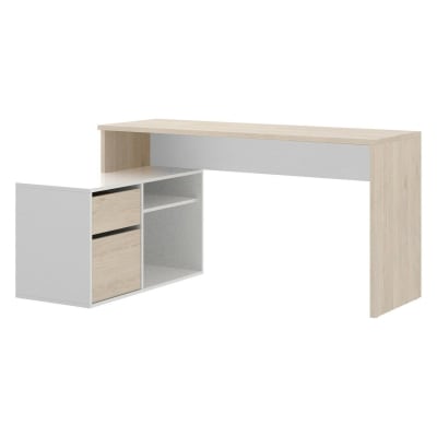 Bureau effet bois beige, blanc 139x92h75  cm