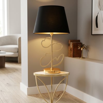 Lampe de table en métal doré avec cœurs ø cm 30x54,5