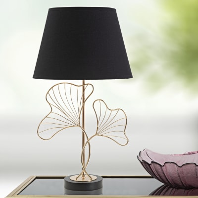 Lampe de table en métal doré avec feuilles ø cm 30x60