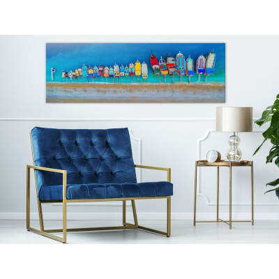 Tableau bateaux colorés étroits 150 x 50 cm