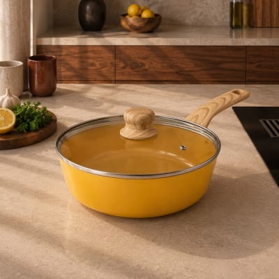 Sauteuse 24cm avec revêtement céramique jaune - tous feux