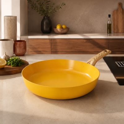 Poêle 24cm avec revêtement céramique jaune - tous feux